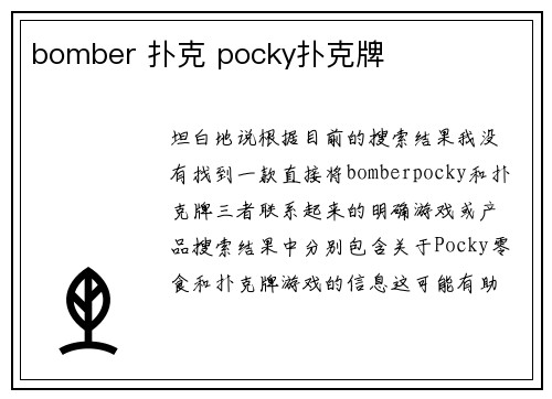 bomber 扑克 pocky扑克牌